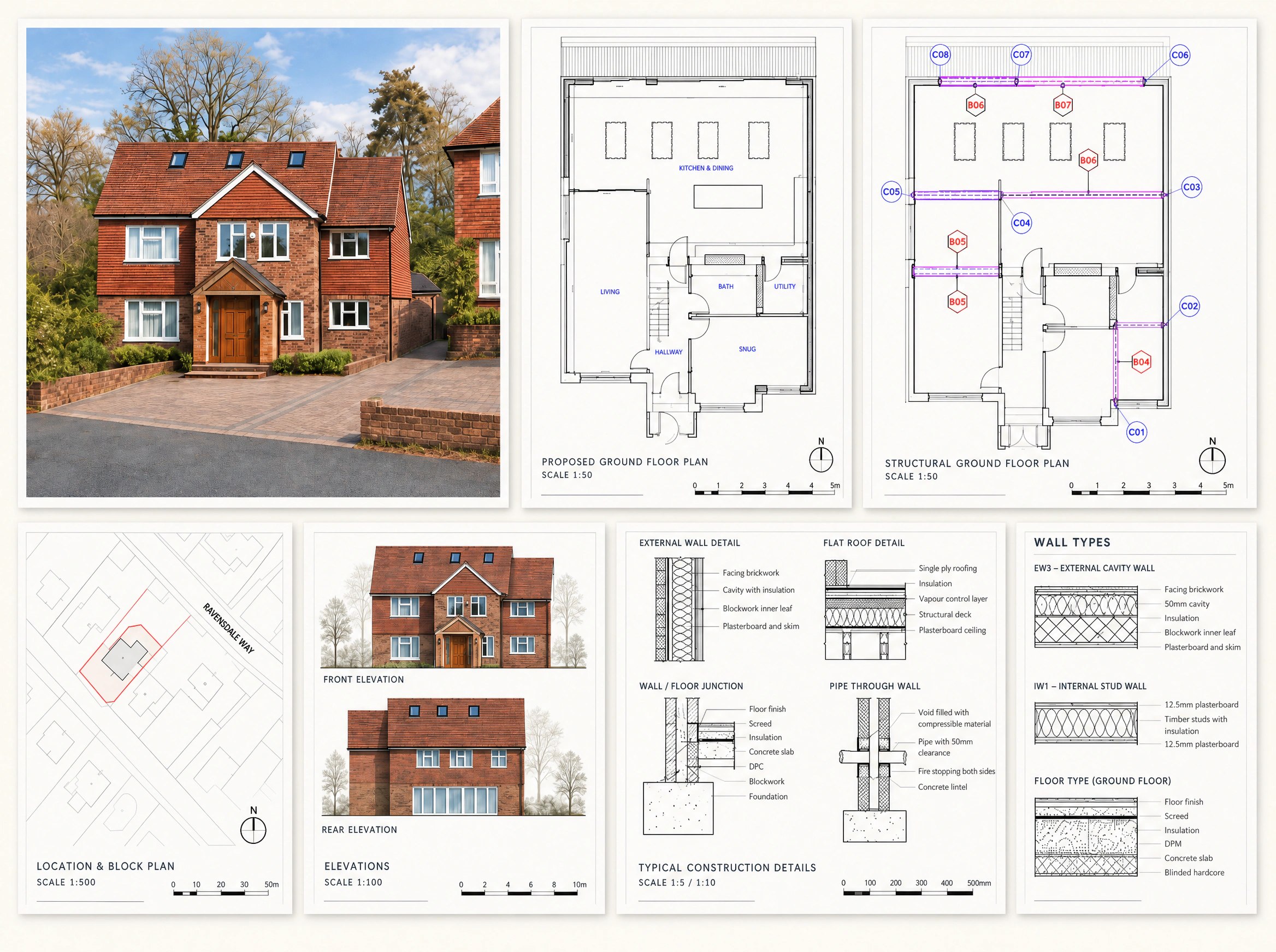 Representative Building Regulations technical drawing package format.